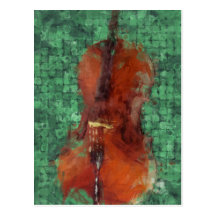 Cello auf Grün Postkarten