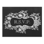 chalkboard floral wedding rsvp postkarten