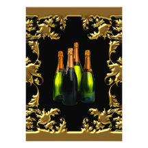 Champagne-Schwarzes und Goldgeburtstags-Party Individuelle Einladungskarten