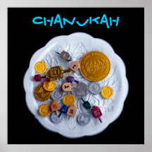 CHANUKAH! - Dreidels u. Gelt Plakatdrucke