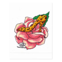 Cheetah-Druck-Rose Postkarten