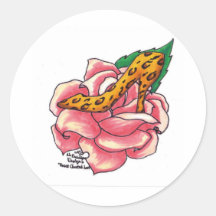 Cheetah-Druck-Rose Runder Sticker
