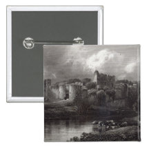 Chepstow Schloss, graviert von R. Hinshelwood Anstecknadelbutton