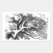 Cheshire-Katze versteckt in einem Baum Rechrteckaufkleber