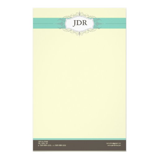 Chic-Deko-aquamarines kundengebundenes Briefpapier Individuelles Druckpapier