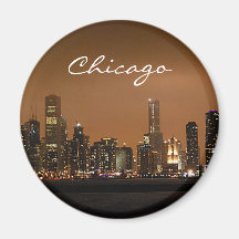 Chicago-Skyline nachts am Marine-Pier Kühlschrankmagnete