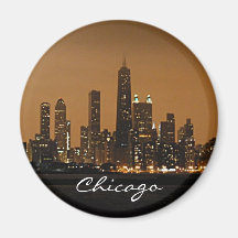 Chicago-Skyline nachts in Mitte Johns Hancock Kühlschrankmagnet