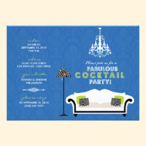 Chiczebra-Cocktail-Party Einladung (blau) einladungen