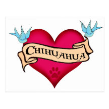 Chihuahua-Tätowierungs-Herz Postkarten
