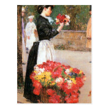 Childe Hassam - Blumenmädchen Postkarte