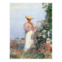 Childe Hassam - Frau im Garten Postkarte
