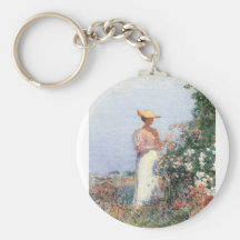 Childe Hassam - Frau im Garten Schlüsselanhänger