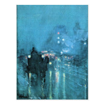 Childe Hassam - Notturno-Bahnübergang Chicago Postkarte