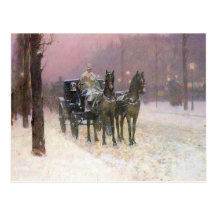 Childe Hassam - Straßenszene mit zwei Fahrerhäuser Postkarte