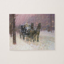 Childe Hassam - Straßenszene mit zwei Fahrerhäuser Puzzle