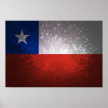 Chile-Flaggen-Feuerwerk Plakatdruck
