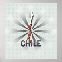 Chile-Flaggen-Karte 2,0 Posterdruck