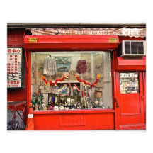 Chinatown, NYC Schaufenster mit Gewebe-Drachen Photodrucke