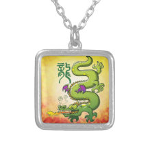 Chinese Dragon Breathing Fire Custom Necklace