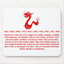 CHINESISCHE ILLUSTRATION DES TIERKREIS-DRACHE-PAPE MAUSPAD
