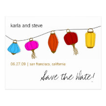 Chinesische Laternen Save the Date Postkarte
