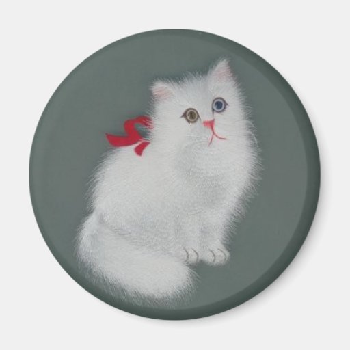 Chinesische Silk Bild-Weiß-Katze Kühlschrankmagnet