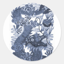 Chinesischer blauer Drache - Kaiser-Wasser-Drache  Runde Sticker