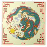 Chinesischer Drache mit rote Grenzdekorativer Flie Fliesen