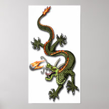 Chinesischer Drache und Perle Plakat