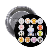 Chinesisches Tierkreis-Jahr des Kaninchen-Knopfes Button