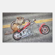 Chipmunk-Radfahrer, der ein Motorrad reitet Rechteckige Sticker