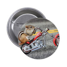 Chipmunk-Radfahrer, der ein Motorrad reitet Anstecknadelbuttons