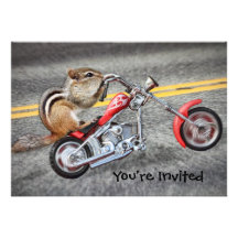 Chipmunk-Radfahrer, der ein Motorrad reitet Individuelle Einladungskarten