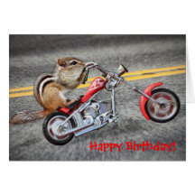 Chipmunk-Radfahrer, der ein Motorrad reitet Grußkarte
