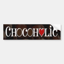 Chocoholic, dunkles Brown und rotes Herz-lustiger  Autoaufkleber