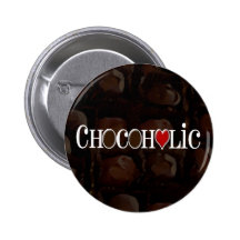 Chocoholic, dunkles Brown und rotes Herz-lustiger  Anstecknadel