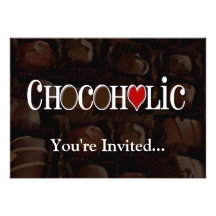 Chocoholic, dunkles Brown und rotes Herz-lustiger  Individuelle Einladung