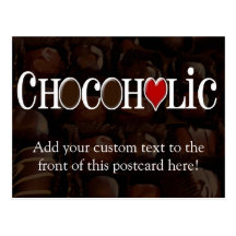 Chocoholic, dunkles Brown und rotes Herz-lustiger  Postkarten