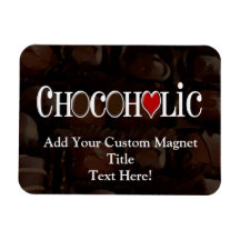 Chocoholic, dunkles Brown und rotes Herz-lustiger  Vinyl Magnet