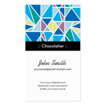 Chocolatier - blaue abstrakte Geometrie Visitenkarten Vorlage