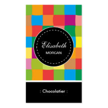 Chocolatier- Colorful Sqaure Pattern Business Card Templates