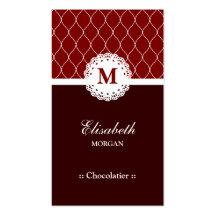 Chocolatier elegantes Brown Spitze-Muster Visitenkarten Vorlagen