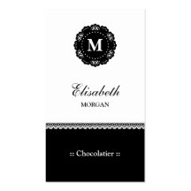 Chocolatier elegantes schwarzes Spitze-Monogramm Visitenkarte