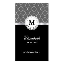 Chocolatier elegantes schwarzes Spitze-Muster Visitenkarten Vorlagen
