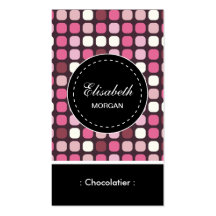 Chocolatier- Pink Polka Pattern Business Card Templates