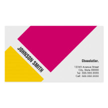 Chocolatier - Simple Pink Yellow Business Card Template
