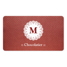 Chocolatier Spitze-Monogramm-Kastanienbraun Visitenkarten Vorlagen