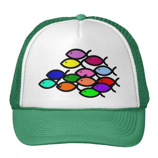 Christliche Fisch-Symbole - Regenbogen-Schule Retrokappe