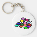 Christliche Fisch-Symbole - Regenbogen-Schule Schlüsselanhänger