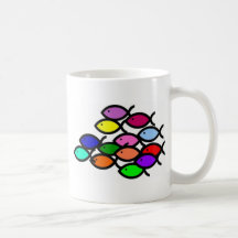 Christliche Fisch-Symbole - Regenbogen-Schule Kaffeehaferl